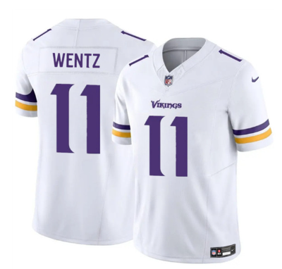 Men's Minnesota Vikings #11 Carson Wentz White 2025 F.U.S.E. Vapor Untouchable Limited Football Stitched Jersey