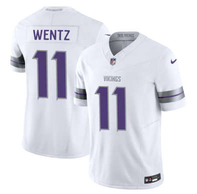 Men's Minnesota Vikings #11 Carson Wentz White 2025 F.U.S.E. Winter Warrior Limited Football Stitched Jersey