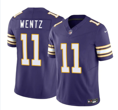 Men's Minnesota Vikings #11 Carson Wentz Purple 2025 F.U.S.E. Throwback Vapor Untouchable Limited Football Stitched Jersey