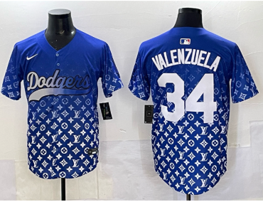 Men's Los Angeles Dodgers #34 Fernando Valenzuela Blue Limited Stitched Baseball Jersey