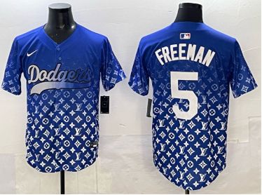 Men's Los Angeles Dodgers #5 Freddie Freeman Blue Limited Stitched Baseball Jersey