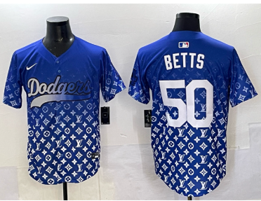 Men's Los Angeles Dodgers #50 Mookie Betts Blue Limited Stitched Baseball Jersey