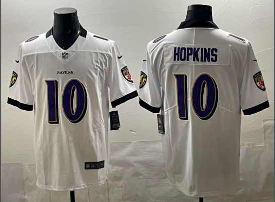 Men's Baltimore Ravens #10 DeAndre Hopkins White 2025 F.U.S.E. Vapor Limited Football Jersey