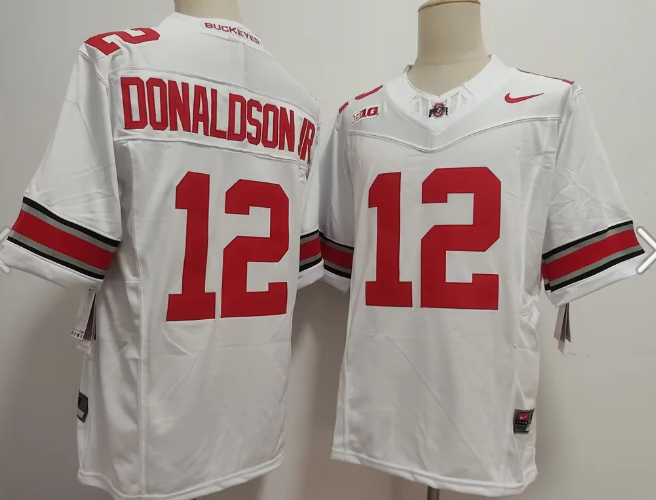 Men's Ohio State Buckeyes #12 CJ Donaldson whtie 2025 F.U.S.E. Limited Stitched Jersey Men's Ohio State Buckeyes #12 CJ Donaldson whtie 2025 F.U.S.E. Limited Stitched Jersey