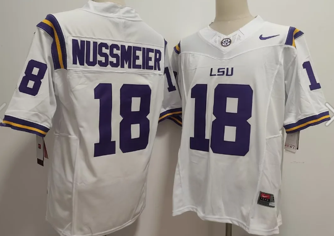 Men's Nike Garrett Nussmeier White LSU Tigers NIL Football Jersey Men's Nike Garrett Nussmeier White LSU Tigers NIL Football Jersey