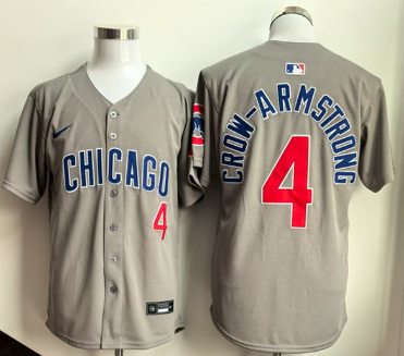 Men's Chicago Cubs #4 Pete Crow-Armstrong Gray Limited Stitched Baseball Jersey