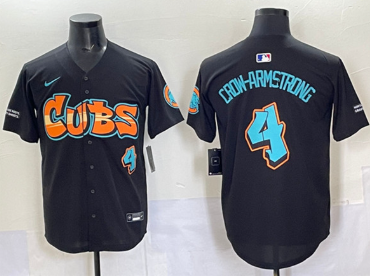 Men's Chicago Cubs #4 Pete Crow-Armstrong Black 'Graffiti North Side Edition' Vapor Premier Limited Stitched Baseball Jersey