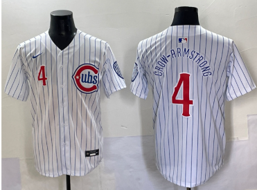 Men's Chicago Cubs #4 Pete Crow-Armstrong White Pinstripe 2nd Alternate Limited Stitched Baseball Jersey
