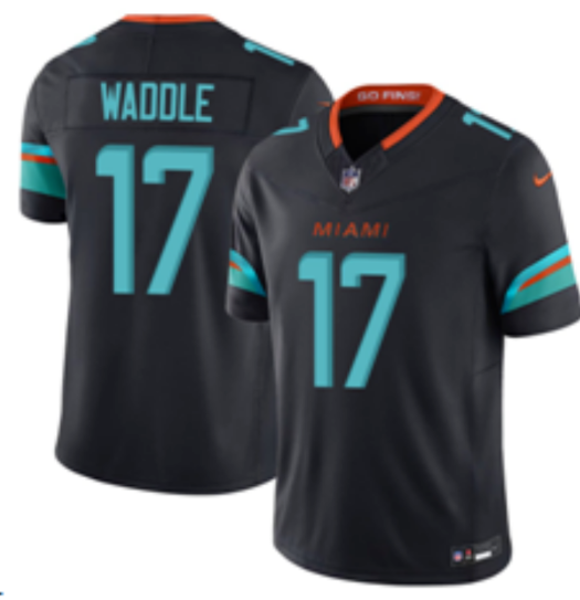 men's Miami Dolphins Jaylen Waddle Nike Pitch Blue 2025 Rivalries Collection stitched Jersey