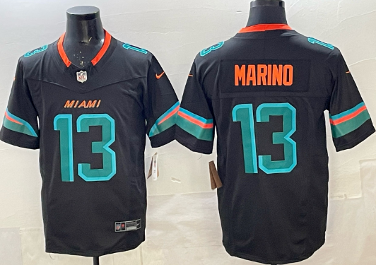 Men's Miami Dolphins #13 Dan Marino Black 2025 F.U.S.E. “Rivalries” Vapor Limited Football Stitched Jersey Men's Miami Dolphins #13 Dan Marino Black 2025 F.U.S.E. “Rivalries” Vapor Limited Football Stitched Jersey