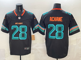 Men's Miami Dolphins #28 De’Von Achane Black 2025 F.U.S.E. “Rivalries” Vapor Limited Stitched Football Jersey Men's Miami Dolphins #28 De’Von Achane Black 2025 F.U.S.E. “Rivalries” Vapor Limited Stitched Football Jersey