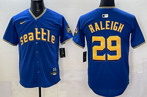 Men's Mariners #29 Cal Raleigh Stitched Jersey Men's Mariners #29 Cal Raleigh Stitched Jersey