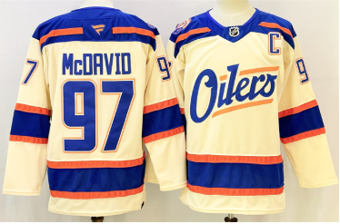Men's Edmonton Oilers #97 Connor McDavid Light Beige 2025 Alternate With C Patch Stitched Hockey Jersey Men's Edmonton Oilers #97 Connor McDavid Light Beige 2025 Alternate With C Patch Stitched Hockey Jersey