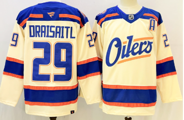 Men's Edmonton Oilers #29 Leon Draisaitl Light Beige Alternate With A Patch Stitched Hockey Jersey Men's Edmonton Oilers #29 Leon Draisaitl Light Beige Alternate With A Patch Stitched Hockey Jersey