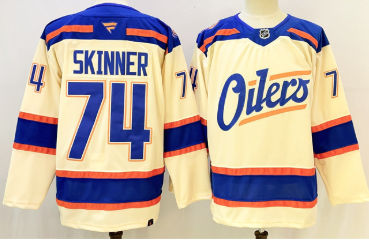 Men's Edmonton Oilers #74 Stuart Skinner Light Beige 2025 Alternate Stitched Hockey Jersey Men's Edmonton Oilers #74 Stuart Skinner Light Beige 2025 Alternate Stitched Hockey Jersey