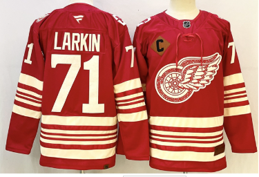 Men's Detroit Red Wings #71 Dylan Larkin Red 2025-26 With C Patch Centennial Premium Stitched Hockey Jersey Men's Detroit Red Wings #71 Dylan Larkin Red 2025-26 With C Patch Centennial Premium Stitched Hockey Jersey