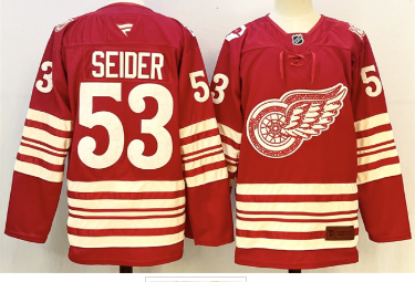 Men's Detroit Red Wings #53 Moritz Seider Red 2025-26 Centennial Premium Stitched Hockey Jersey Men's Detroit Red Wings #53 Moritz Seider Red 2025-26 Centennial Premium Stitched Hockey Jersey