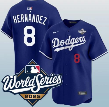 Men's Los Angeles Dodgers #8 Enrique Hernández Blue 2025 World Series Vapor Limited Stitched Jersey Men's Los Angeles Dodgers #8 Enrique Hernández Blue 2025 World Series Vapor Limited Stitched Jersey