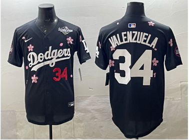 Men's Los Angeles Dodgers #34 Fernando Valenzuela Black 2025 World Series Patch Tokyo Series Limited Stitched Baseball Jersey Men's Los Angeles Dodgers #34 Fernando Valenzuela Black 2025 World Series Patch Tokyo Series Limited Stitched Baseball Jersey