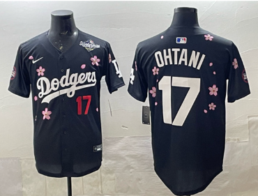 Men's Los Angeles Dodgers #17 Shohei Ohtani Black 2025 World Series Patch Tokyo Series Limited Stitched Baseball Jersey Men's Los Angeles Dodgers #17 Shohei Ohtani Black 2025 World Series Patch Tokyo Series Limited Stitched Baseball Jersey