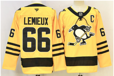 Men's Pittsburgh Penguins #66 Mario Lemieux Gold 2025-26 With C Patch Alternate Stitched Hockey Jersey Men's Pittsburgh Penguins #66 Mario Lemieux Gold 2025-26 With C Patch Alternate Stitched Hockey Jersey
