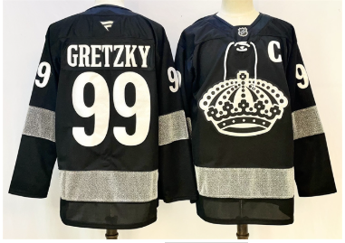 Men's Los Angeles Kings #99 Wayne Gretzky Black With C Patch Alternate Stitched Hockey Jersey Men's Los Angeles Kings #99 Wayne Gretzky Black With C Patch Alternate Stitched Hockey Jersey