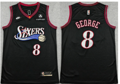 Men's Philadelphia 76ers #8 Paul George Black 2025 Classic Edition Stitched Stitched Jersey Men's Philadelphia 76ers #8 Paul George Black 2025 Classic Edition Stitched Stitched Jersey