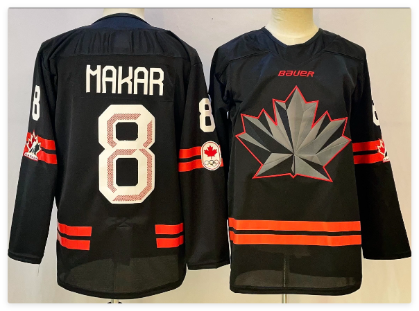 Men's Canada Hockey #8 Cale Makar Black Stitched Jersey Men's Canada Hockey #8 Cale Makar Black Stitched Jersey