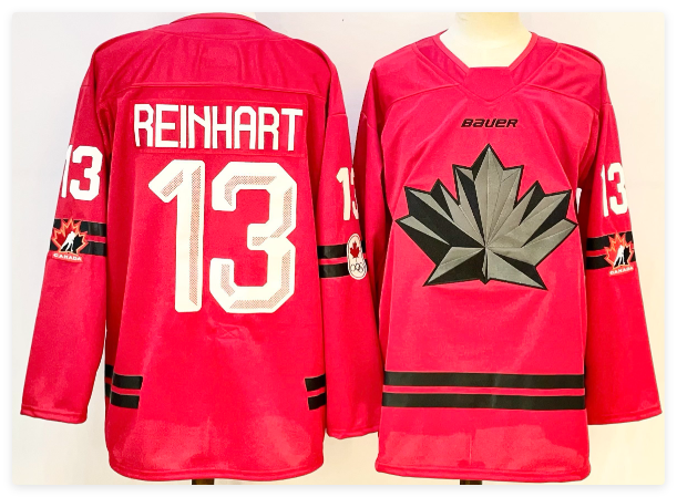 Men's Canada Hockey #13 Sam Reinhart Red Stitched Jersey Men's Canada Hockey #13 Sam Reinhart Red Stitched Jersey