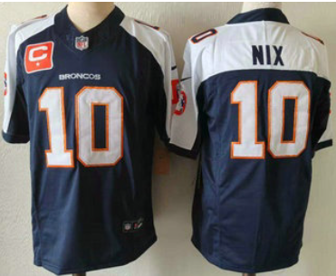 Men's Denver Broncos #10 Bo Nix Navy Blue C Patch Thanksgiving FUSE Vapor Jersey Men's Denver Broncos #10 Bo Nix Navy Blue C Patch Thanksgiving FUSE Vapor Jersey
