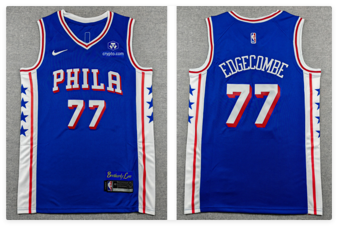 Men's Philadelphia 76ers #77 V. J. Edgecombe Royal 2025 Draft Icon Edition Stitched Jersey Men's Philadelphia 76ers #77 V. J. Edgecombe Royal 2025 Draft Icon Edition Stitched Jersey