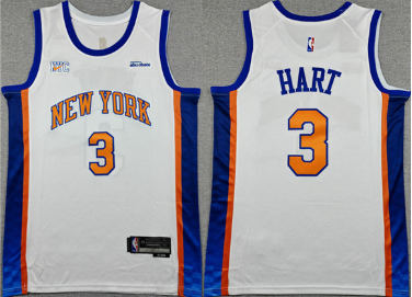 Men's New Yok Knicks #3 Josh Hart White 2024-25 City Edition Stitched Basketball Jersey Men's New Yok Knicks #3 Josh Hart White 2024-25 City Edition Stitched Basketball Jersey