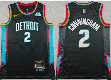 Men's Detroit Pistons #2 Cade Cunningham Black 2025-26 City Edition Stitched Basketball Jersey Men's Detroit Pistons #2 Cade Cunningham Black 2025-26 City Edition Stitched Basketball Jersey