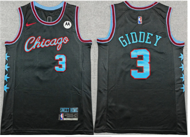Men's Chicago Bulls #3 Josh Giddey Black 2025-26 City Edition Stitched Basketball Jersey Men's Chicago Bulls #3 Josh Giddey Black 2025-26 City Edition Stitched Basketball Jersey