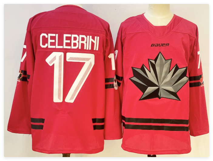Men's Canada Hockey #17 Macklin Celebrini  Stitched Jersey