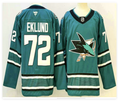 Men's San Jose Sharks #72 William Eklund Teal Authentic Jersey