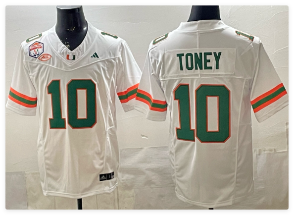 Toney #10 Hurricanes 2026 Cotton Bowl MEN Stitched Jersey