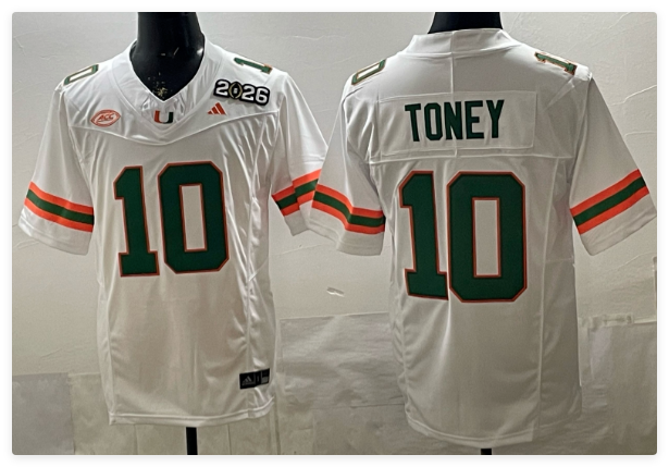 Toney #10 Hurricanes 2026 Cotton Bowl MEN Stitched Jersey