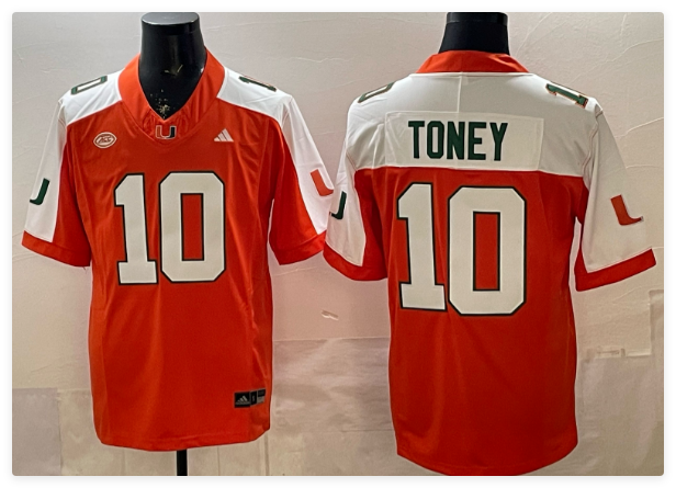Toney #10 Hurricanes 2026 Cotton Bowl MEN Stitched Jersey