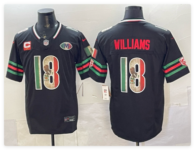 Men's Chicago Bears #18 Caleb Williams Black Mexico F.U.S.E. With 2-star C Patch And VMH Patch Throwback Stitched Football Jersey