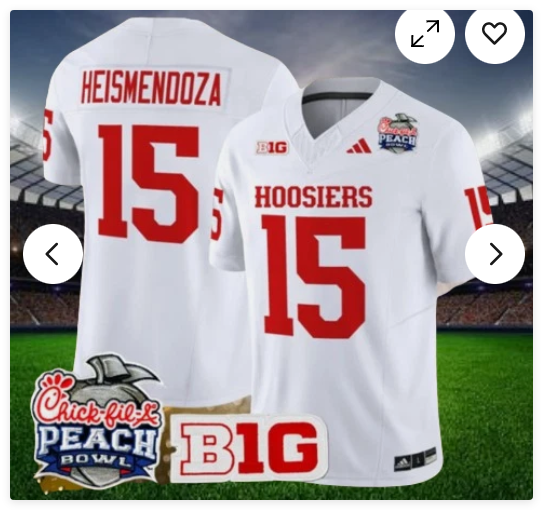Fernando Mendoza #15 Hoosiers White 2026 Peach Bowl Stitched Jersey All Sizes
