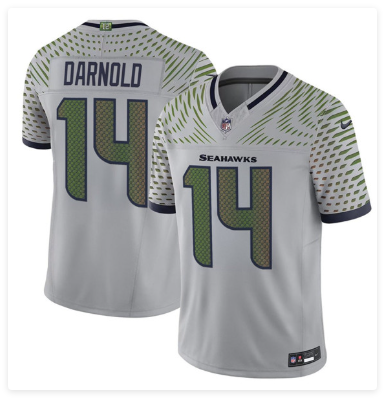 Men's Seattle Seahawks #14 Sam Darnold Gray 2025 F.U.S.E. “Rivalries” Vapor Untouchable Limited Football Stitched Jersey