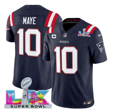 Men's New England Patriots #10 Drake Maye Navy 2025 F.U.S.E. Super Bowl Limited Football Stitched Jersey
