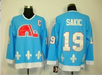 Quebec Nordiques  19 Joe  Sakic  Blue men nhl ice hockey  jersey