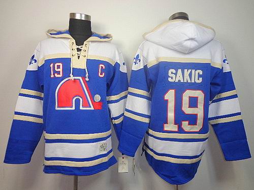 Quebec Nordiques #19 SAKIC blue NHL Hooded Sweatshirt