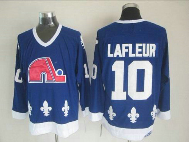 Quebec Nordiques 10 Guy Lafleur Blue men nhl ice hockey  jerseys