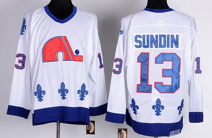 Quebec Nordiques 13 Sundin White men nhl ice hockey  jerseys
