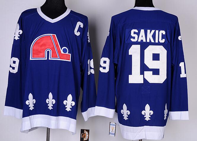 Quebec Nordiques 19 Joe Sakic Blue men nhl ice hockey  jerseys