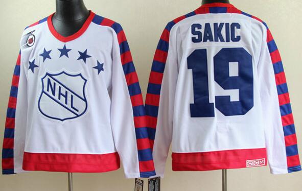 Quebec Nordiques 19 Joe Sakic White CCM 1992 All Star White Ice Hockey Jerseys