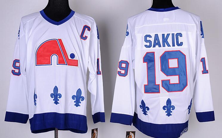 Quebec Nordiques 19 Joe Sakic White men nhl ice hockey jerseys